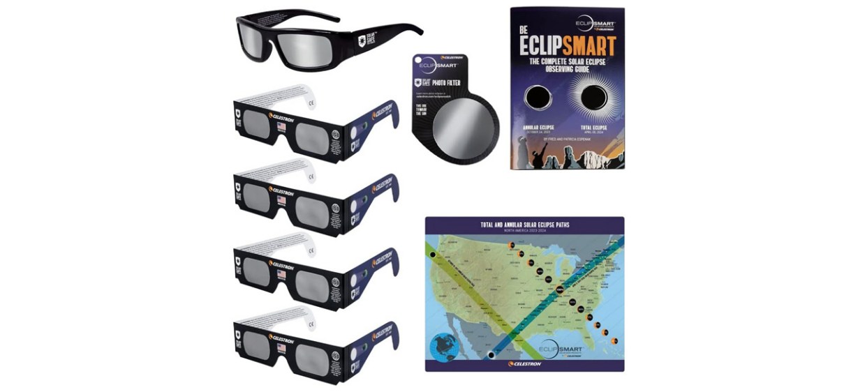 Celestron – 8-Pc EclipSmart Safe Solar Viewing &amp; Imaging Kit on white background