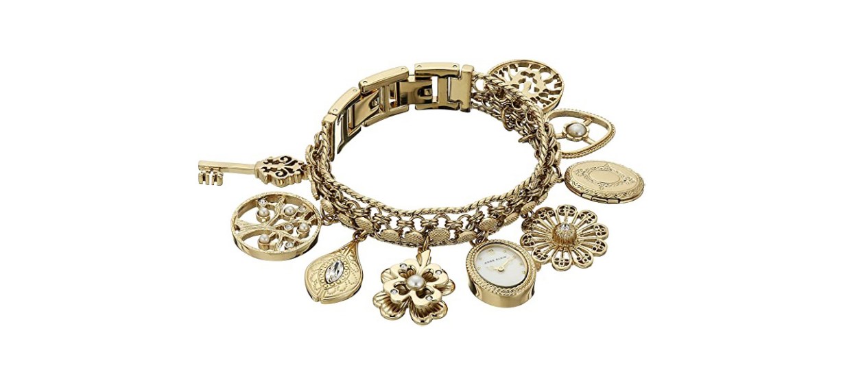 Best Anne Klein Gold-Tone Charm Bracelet Watch