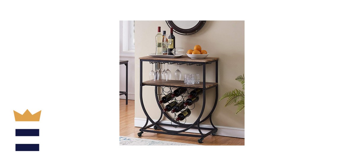 O&amp;K Furniture Industrial Bar Cart On Wheels