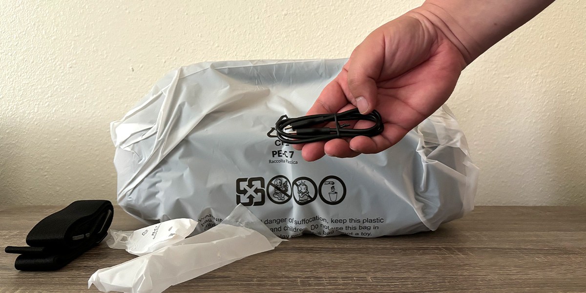 Soundcore Boom 2 Plus in product packaging on table Soundcore Boom 2 Plus in product packaging on table