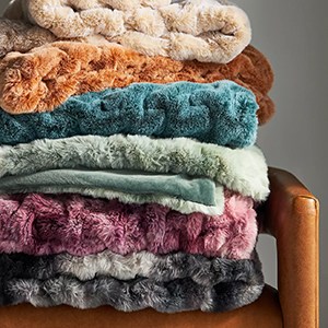 Anthropologie Luxe Faux Fur Throw Blanket