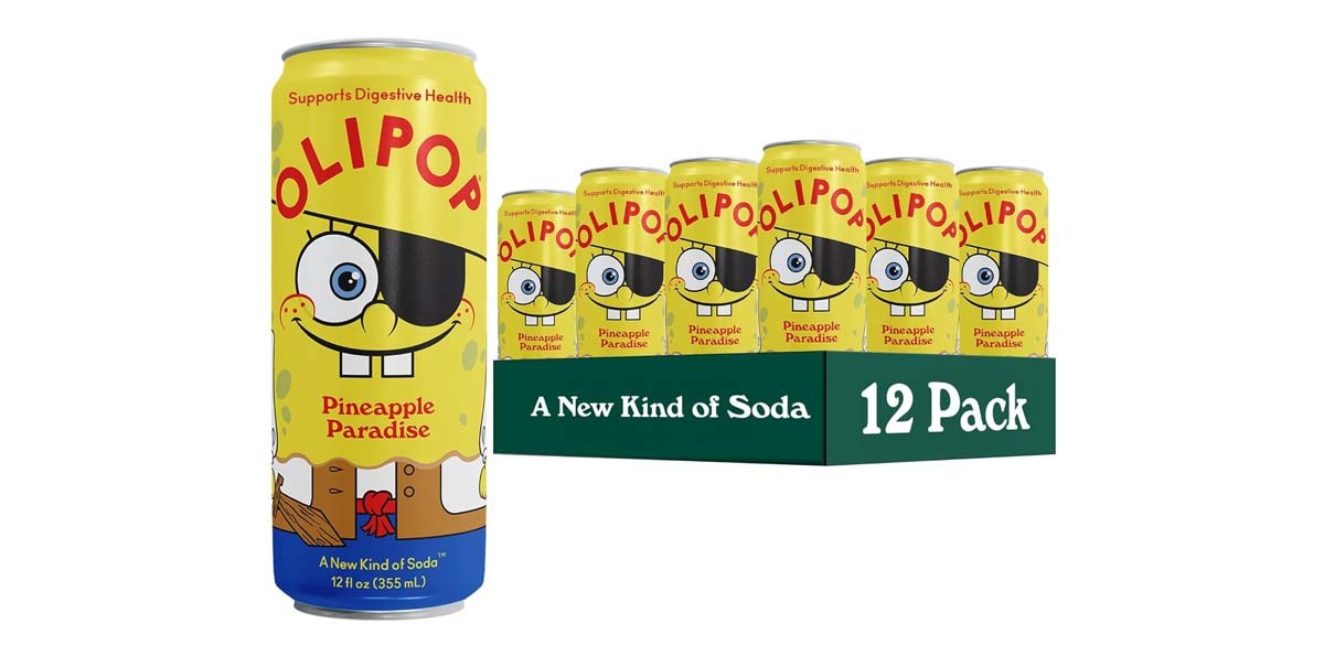 OLIPOP Prebiotic Soda Pop, SpongeBob Pineapple Paradise