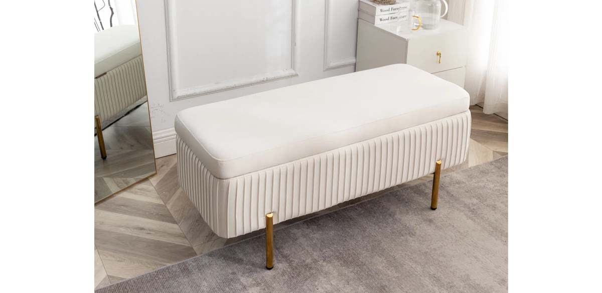 Mercer41 Miajah Velvet Upholstered Flip Top Storage Bench