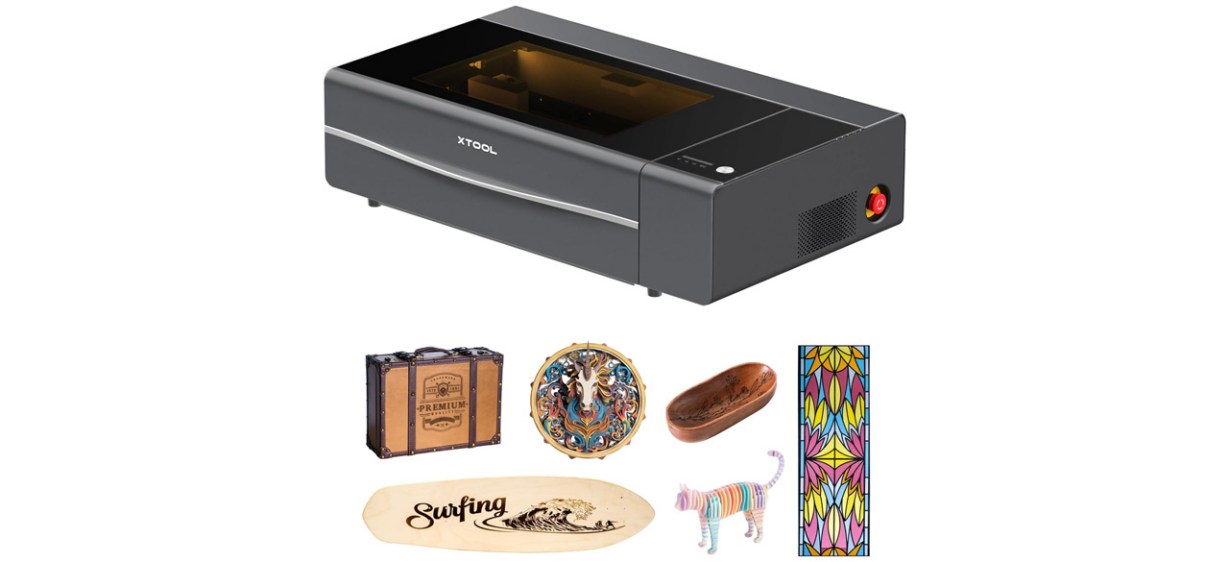 xTool P2 and accessories on white background