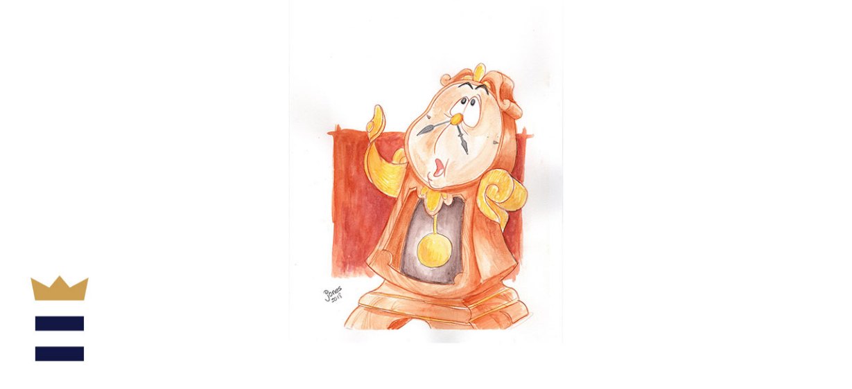 &quot;Beauty and the Beast&quot; Cogsworth Watercolor Painting