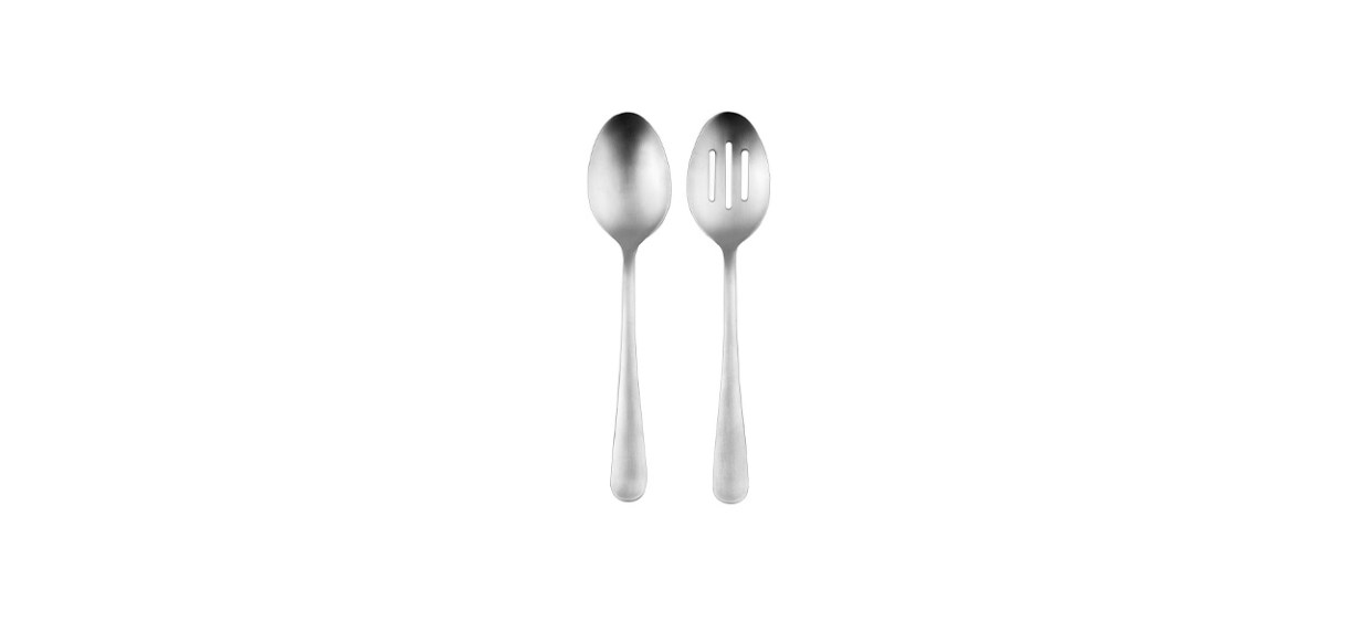 Best Food Network 2-Piece Classic Silver Serving Spoon Set