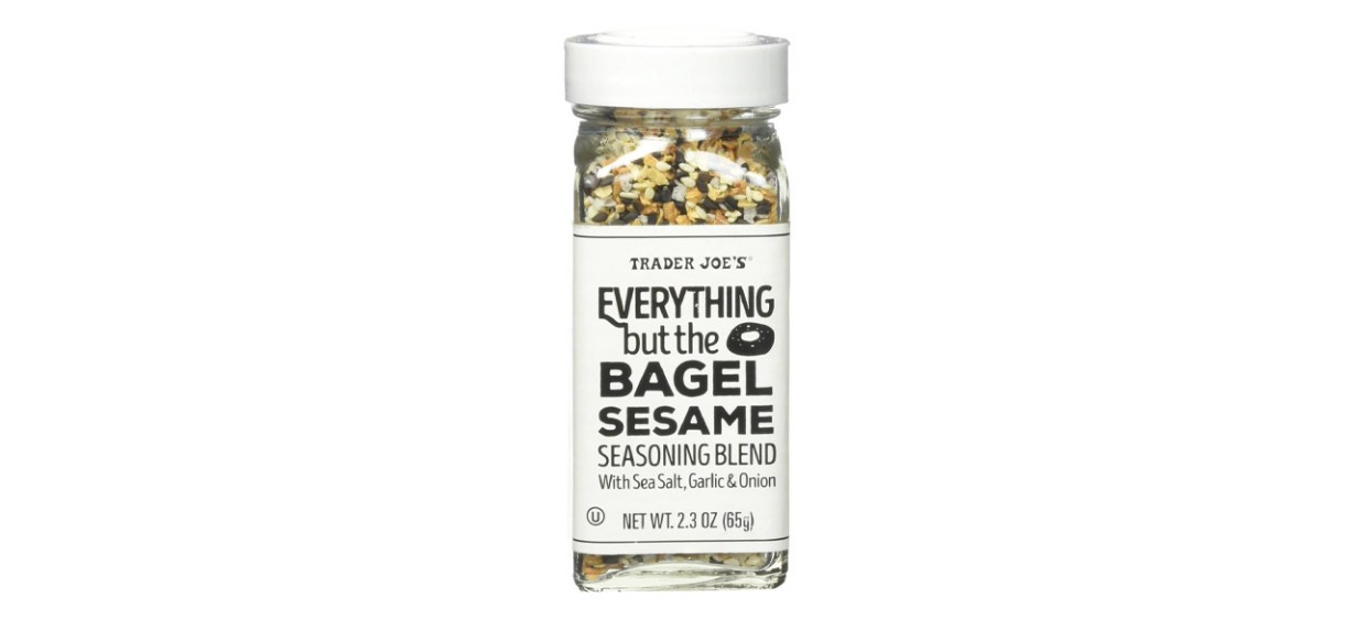 Jar of best-trader-joes-fall-products-Trader Joe's Everything but the Bagel Sesame Seasoning Blend on white background