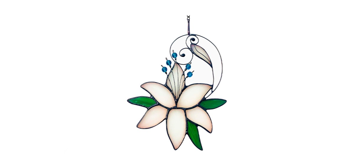 Haosum Lily Flower Stained Glass Window Hangings Suncatcher