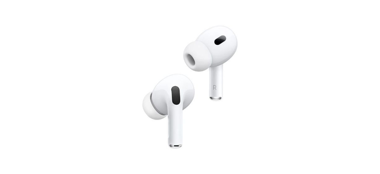 a pair of white wireless earbuds