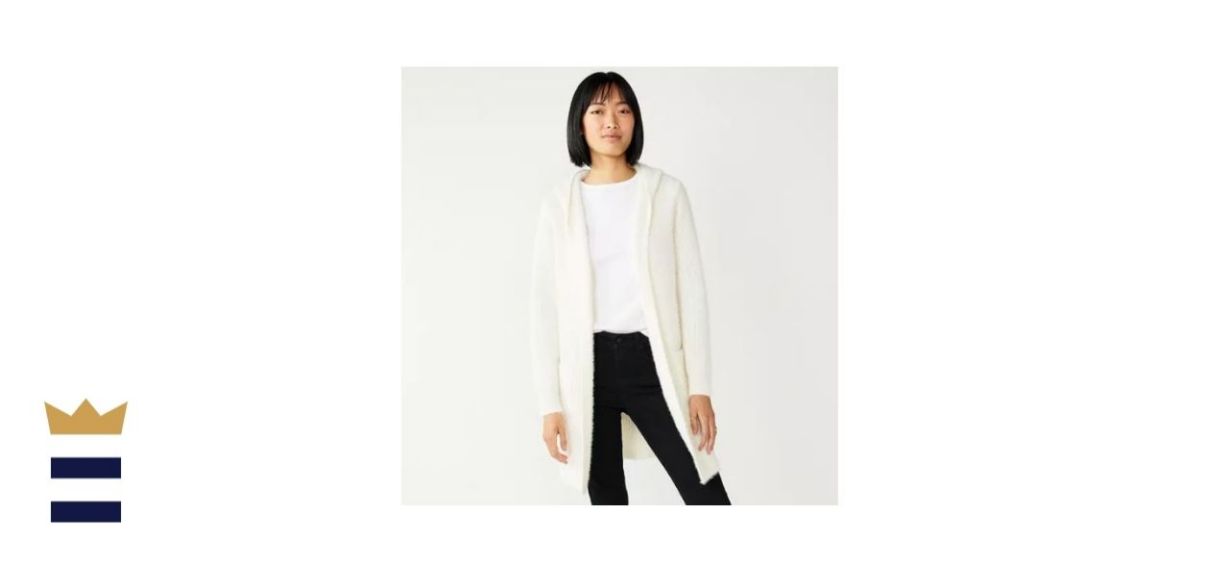 Women's Nine West Sweater Hooded Car Coat Cardigan