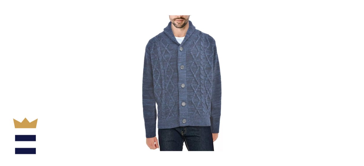 X-Ray Men's Shawl Collar Cable Knit Cardigan