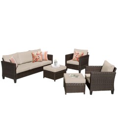 OVIOS 5-piece Patio Furniture Wicker Outdoor High-back Seating Set