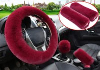 Pinbola Faux Wool Steering Wheel & Gear Shift Cover