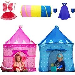 Playz 6-Piece Princess Castle Play Tent with Crawl Tunnel